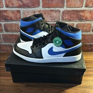 Jordan 1 mid Black and Blue Sneakers